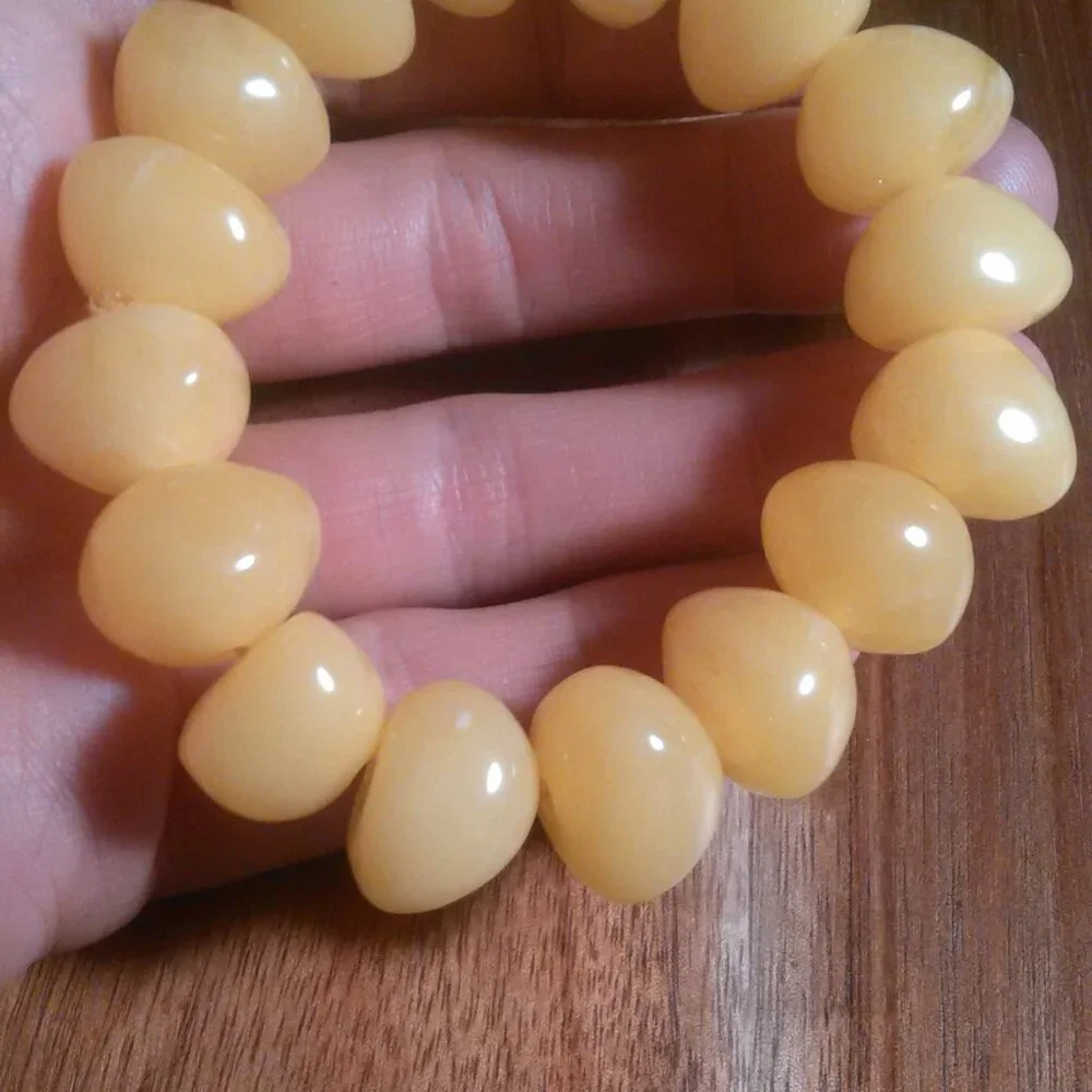 Golden Color Lab Created Light Amber Nuggets Stretch Bracelet